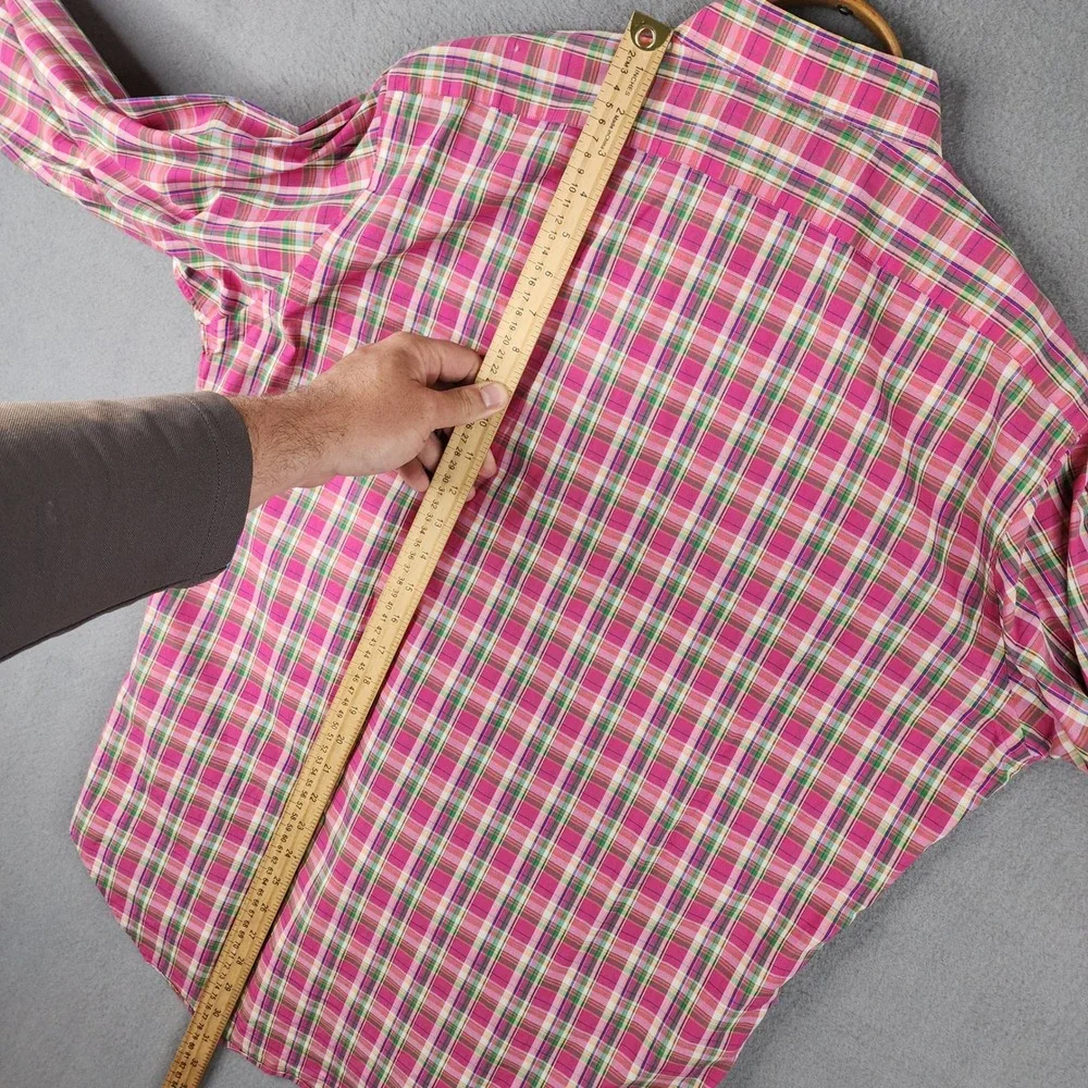 Polo Ralph Lauren Button Down Mens M Pink Plaid‎ Long Sleeve Preppy Classic
